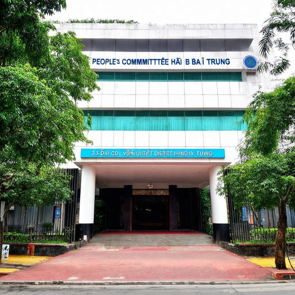 Tổng quan bên ngoài trụ sở UBND Quận Hai Bà Trưng số 33 Đại Cồ Việt Hà Nội